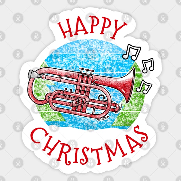 Christmas Cornet Player Brass Musician Xmas 2022 Sticker by doodlerob
